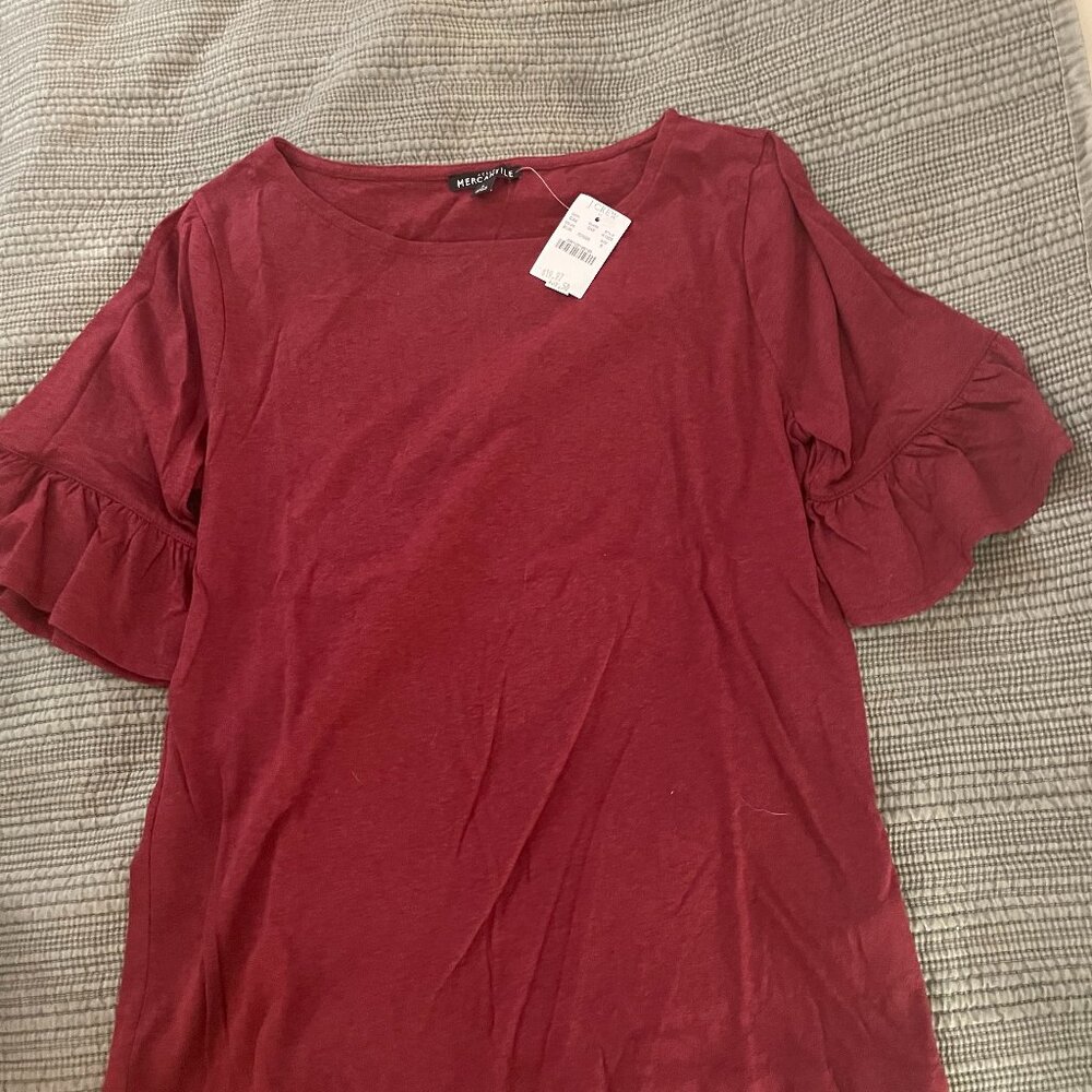 Red Flutter Sleeved JCrew T-Shirt